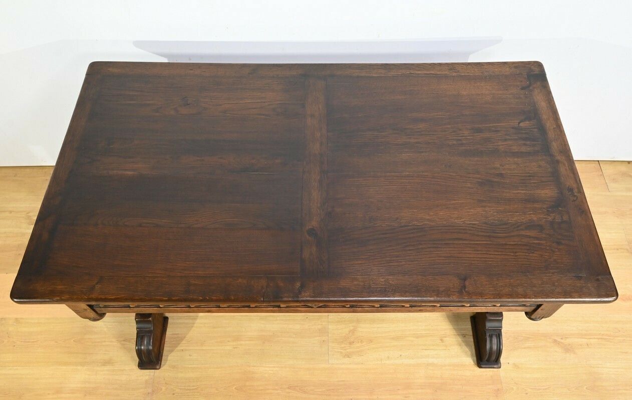 Oak Desk Table, Neo Gothic Style – Early 20th Century photo 1700.08064556