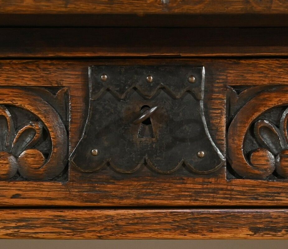 photo for sale Oak Desk Table, Neo Gothic Style – Early 20th Century