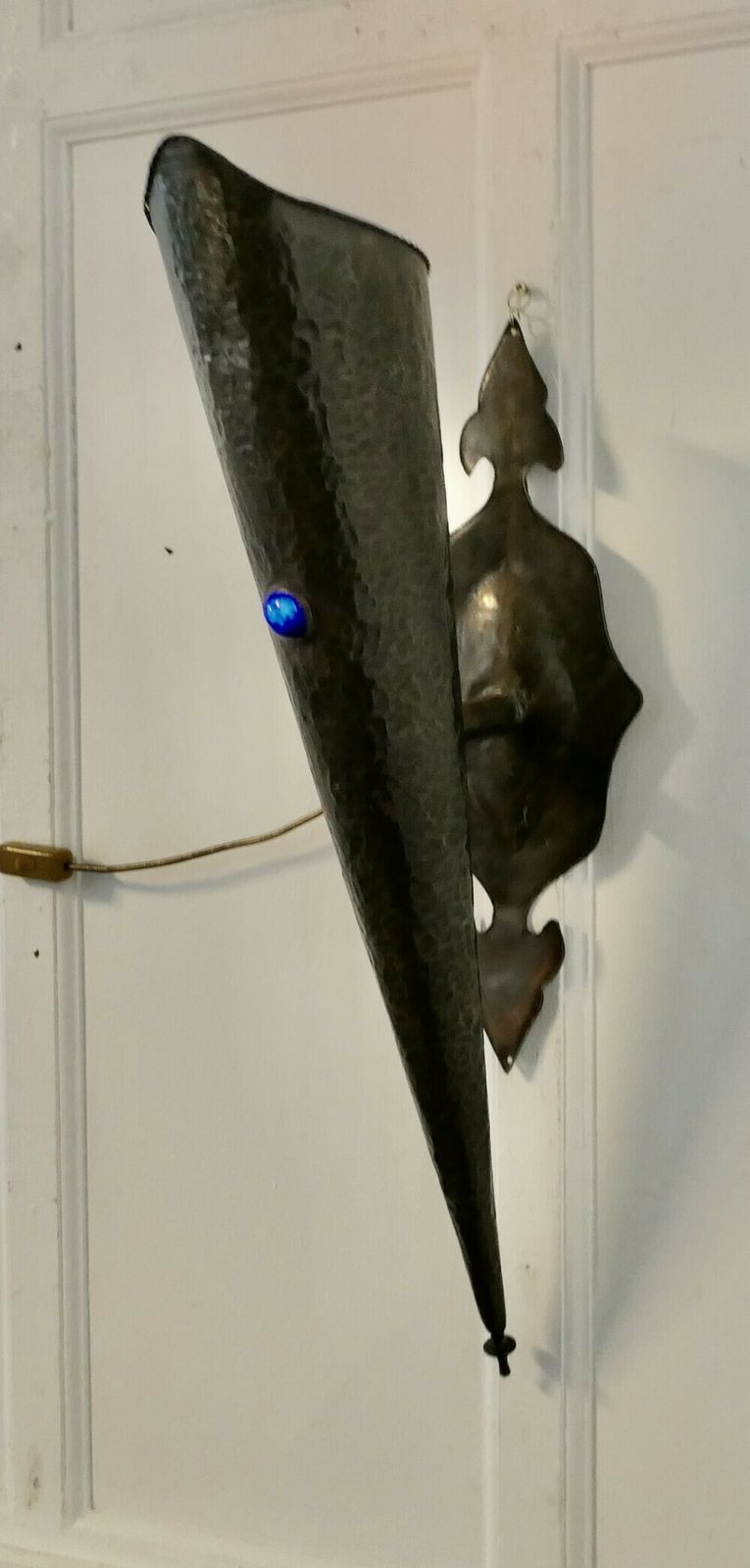 A Very Attractive Arts And Crafts Gothic Copper Wall Light photo for sale