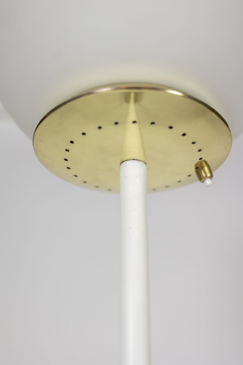 Floor Lamp In Opaline, Lacquered Metal And Golden Brass. 1950s. photo furniture
