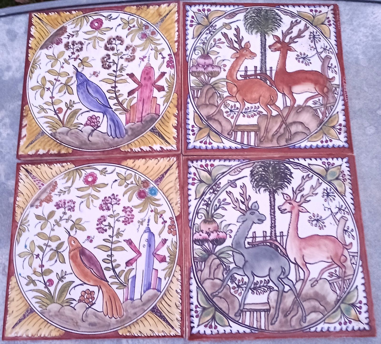 4 Set Portuguese Decorative Hand Painted Mural Tiles By Ceres photo vinterior