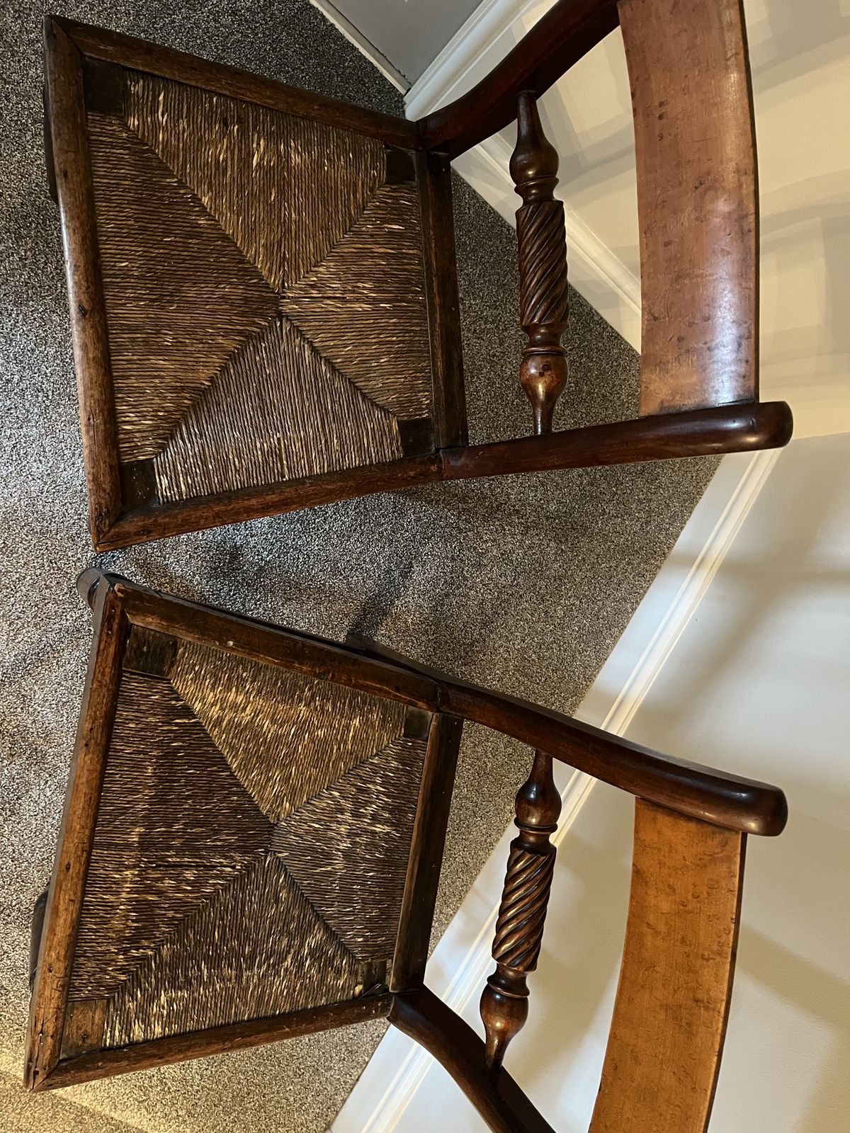 Pair Of Georgian Rush Seat Occasional Chairs photo for sale
