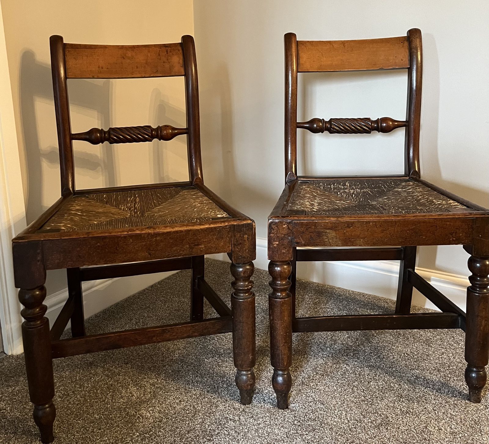 Pair Of Georgian Rush Seat Occasional Chairs photo Furniture