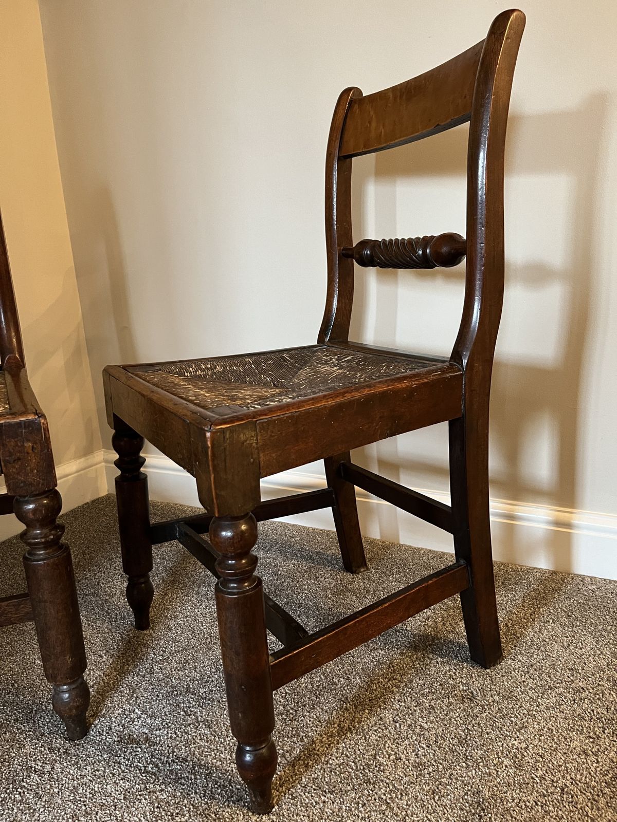 Pair Of Georgian Rush Seat Occasional Chairs photo 180.0