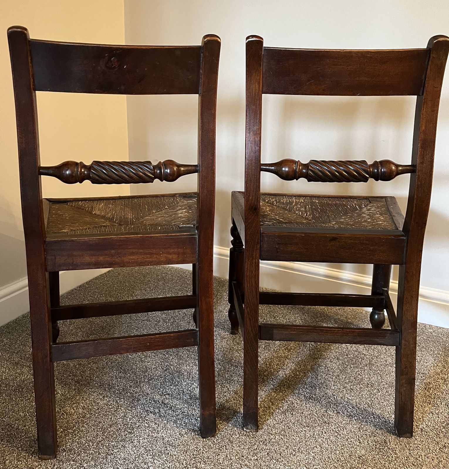 Pair Of Georgian Rush Seat Occasional Chairs photo vinterior