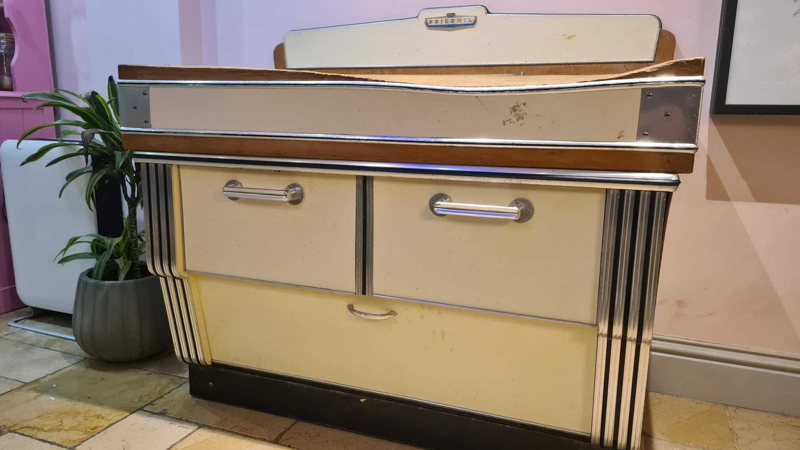 Art Deco Butchers Block, Kitchen Island, Frigomil, Maple Wood