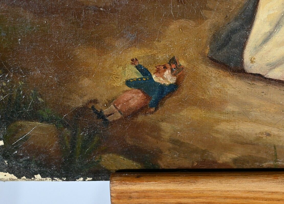 Oil On Canvas “Children’s Games”, 19th Century French School photo vintage