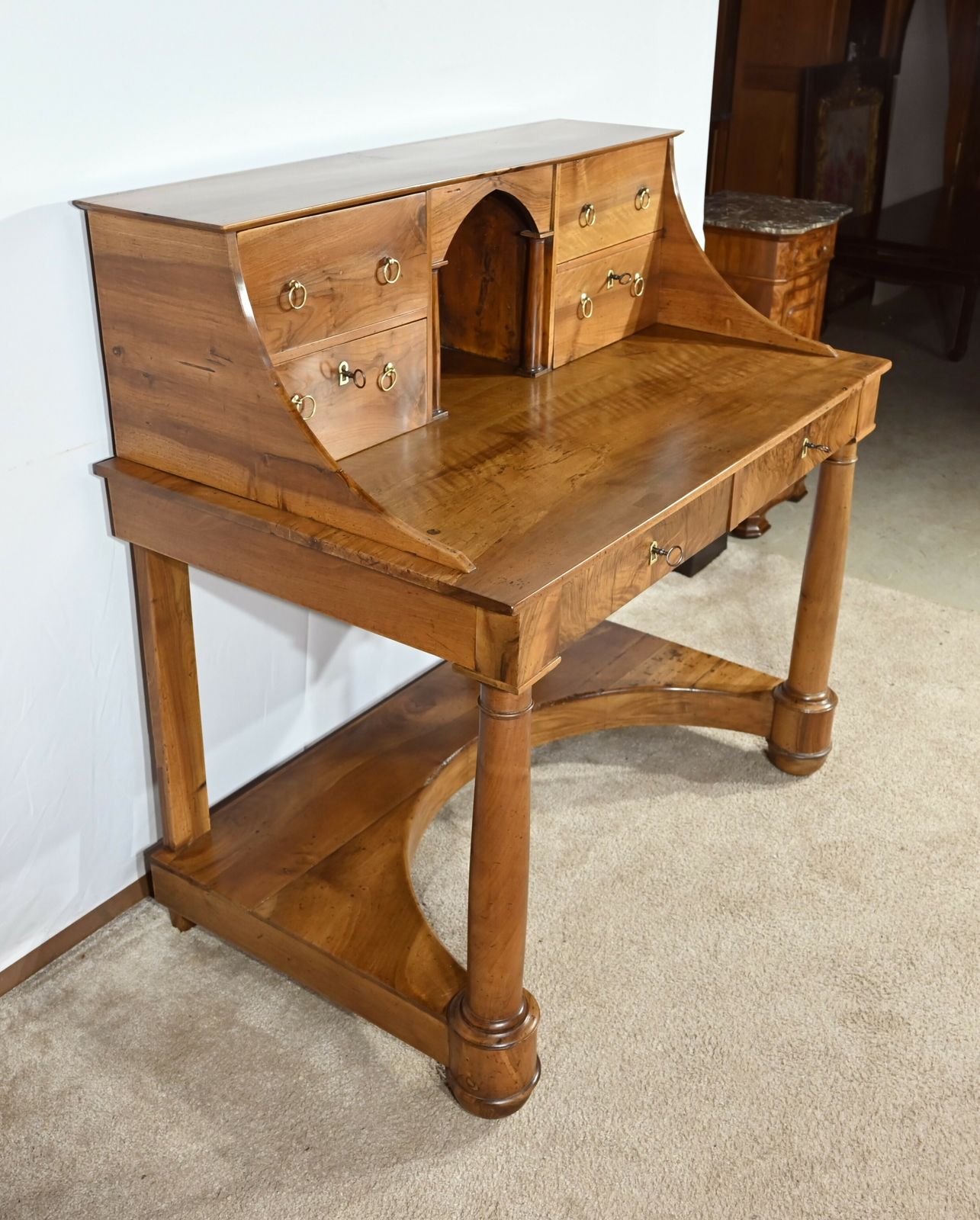Rare Property Desk, In Walnut, Empire Period – Early 19th Century photo for sale