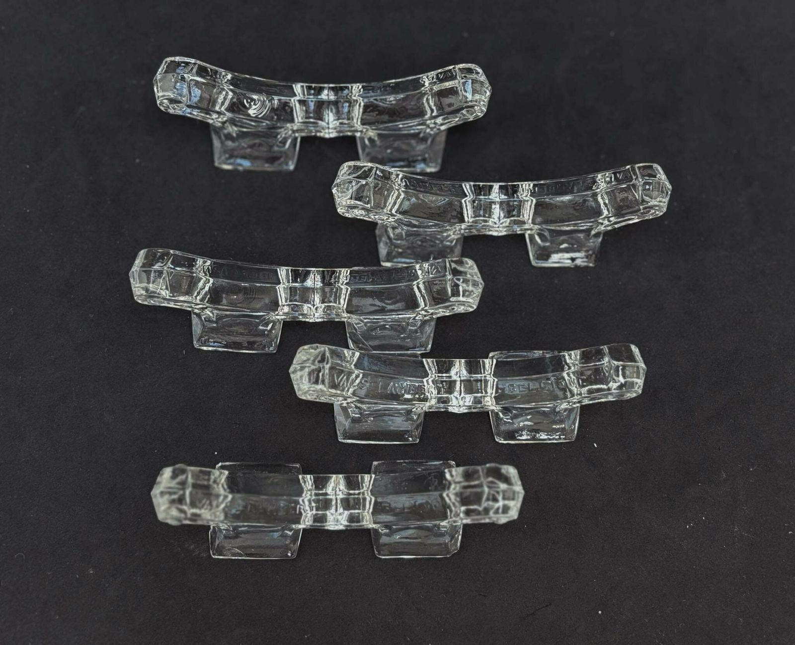 Art Deco 5 Crystal Knife Rest, Knife Holder Val Saint Lambert Beautiful Knife Holder Art Déco From Val St Lambert