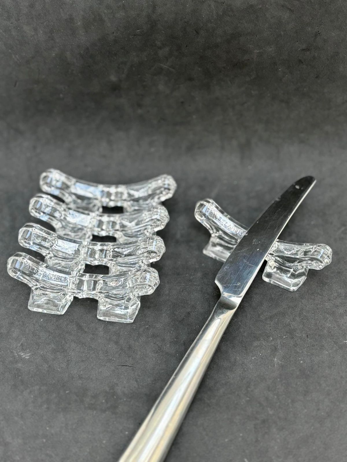 Art Deco 5 Crystal Knife Rest, Knife Holder Val Saint Lambert Beautiful Knife Holder Art Déco From Val St Lambert photo buy