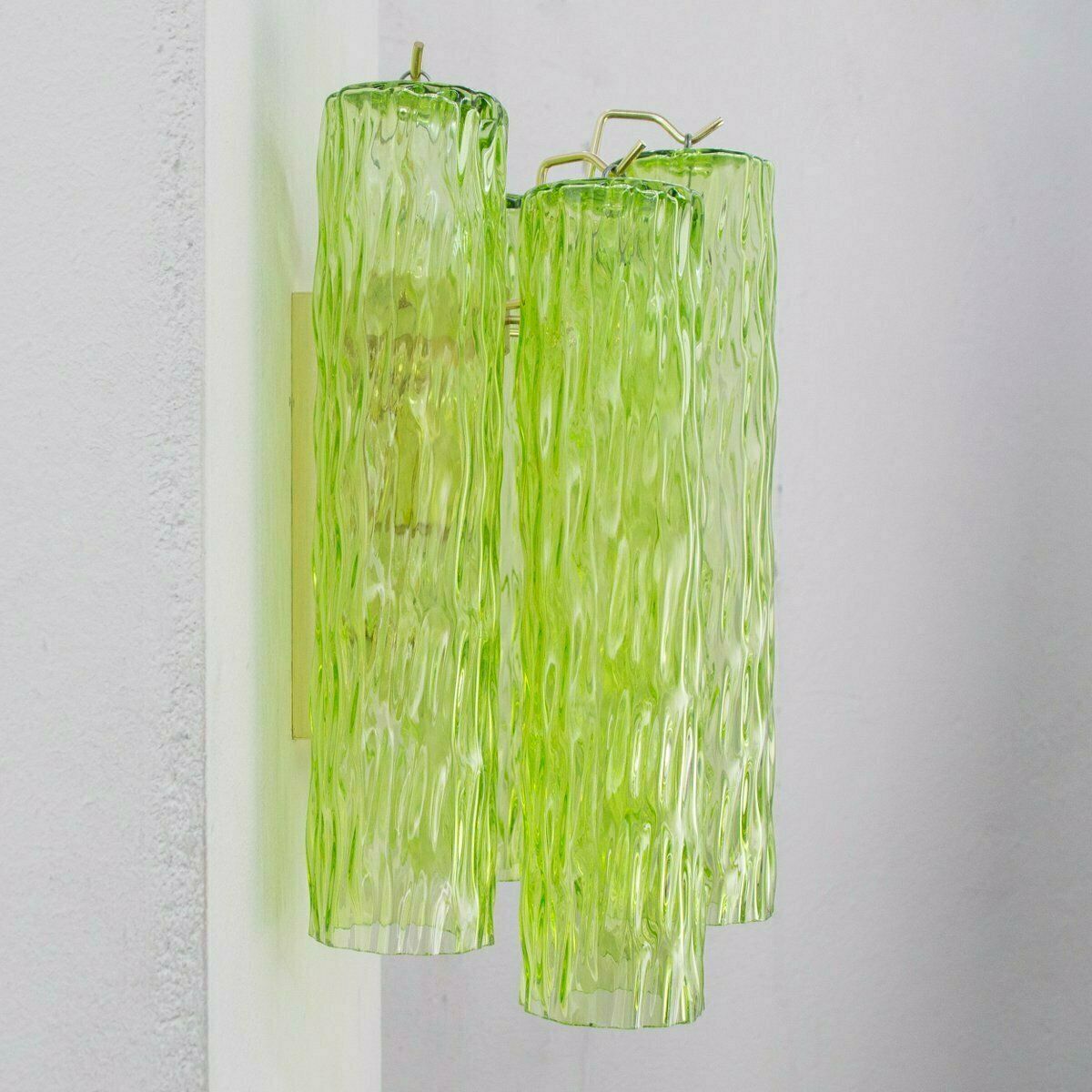 photo furniture Light Green Murano Glass Wall Lamp With Cylinders, Italy, 1990s