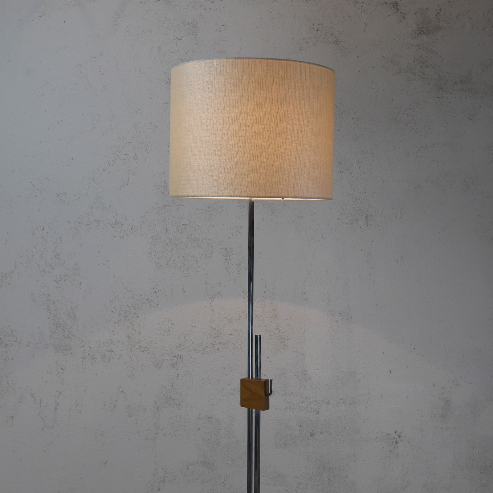 Lighting Mid Century Adjustable Chrome Walnut Floor Lamp Light Hans Eichenberger Swedish photo