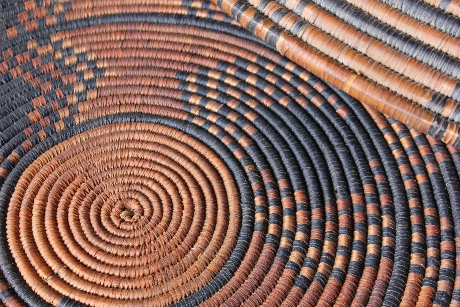 photo for sale African Native Tribal Hand Woven Tray & Cover. Large Coiled Basket.