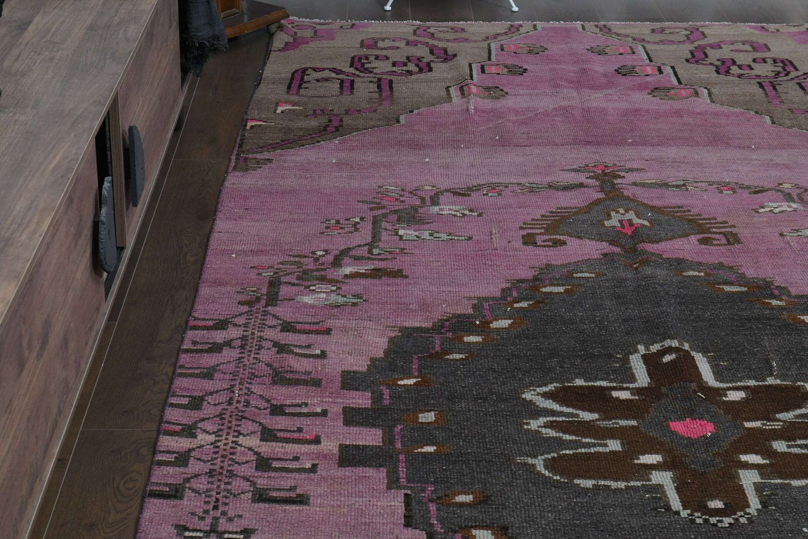 Purple Brown Runner, Turkish Runner Rug, Vintage Rug, Washable Rug, Hallway Runner, Wide Runner Rug, Tribal Runner, Star Rug photo 1203.0