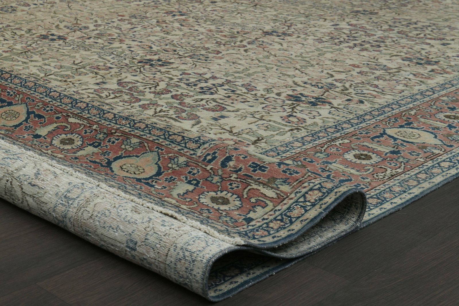 8x12 Unique Floral Vintage Area Rug, Anatolian Rug, Oversized Beige Blue Floral Rug, Wool On Cotton Large Rug, Living Room Rug, 8.3x12.1 Ft photo vinterior