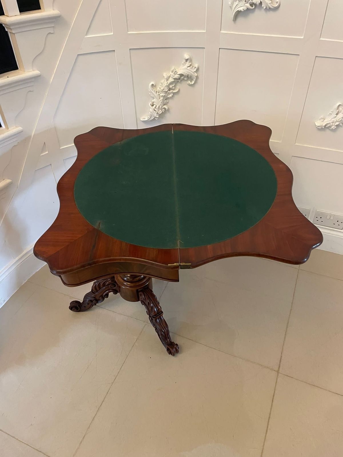 Antique 19th Century Quality Figured Mahogany Card Table photo buy