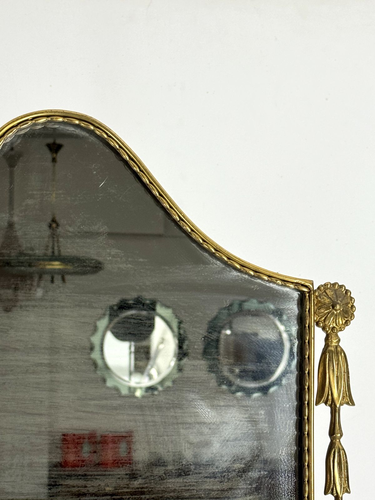 photo furniture Mid Century Italian Mirror In Brass. Italy 1950s
