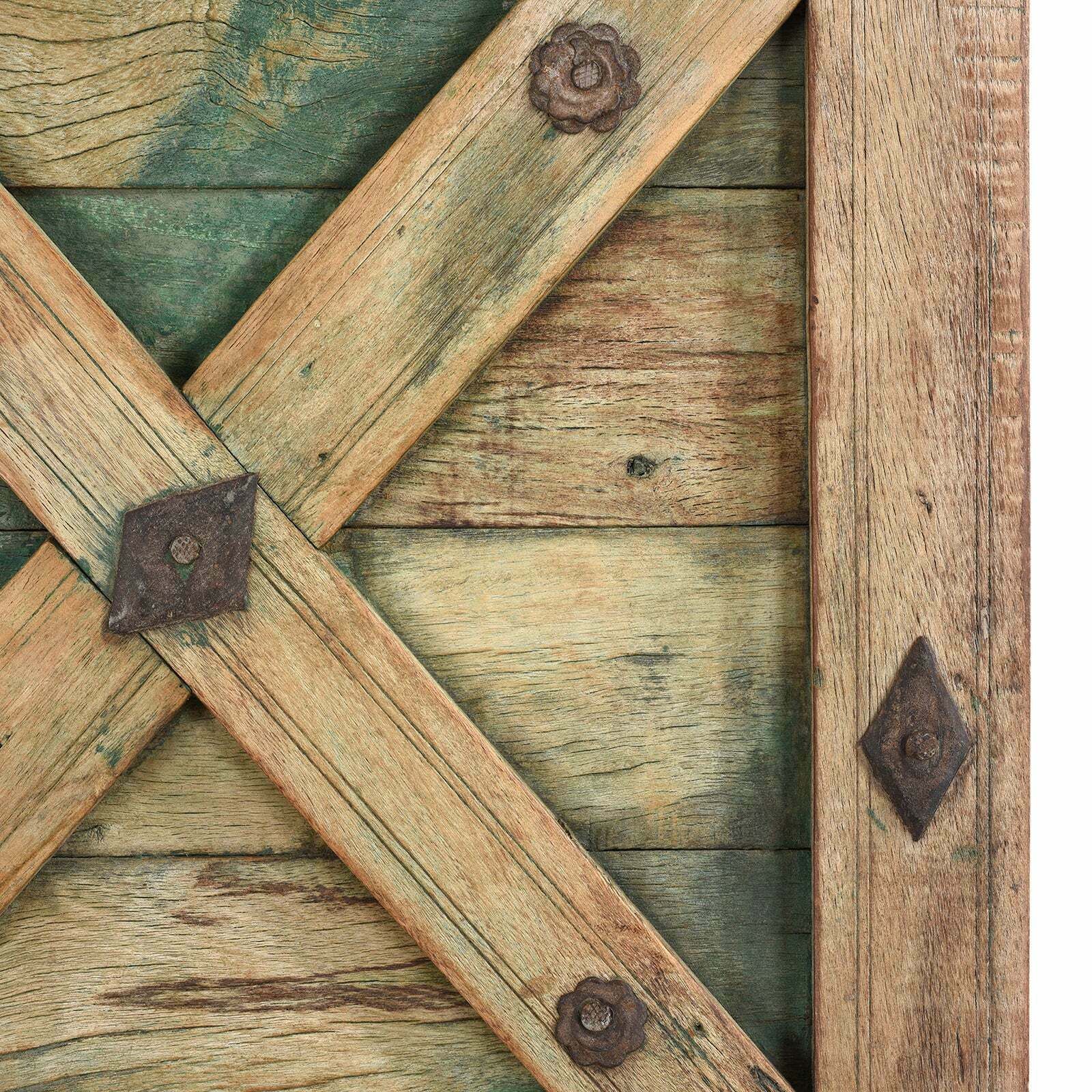Antique Indian Green Painted Stick Door From Jaisalmer, 19th Century photo for sale