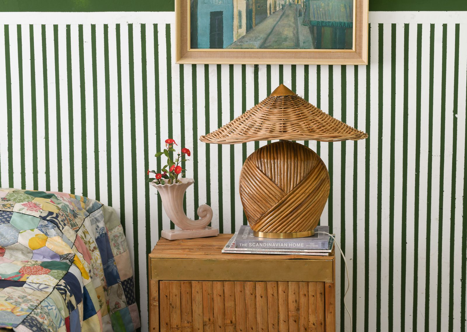 Rattan Table Lamp Mid Century Modern photo buy
