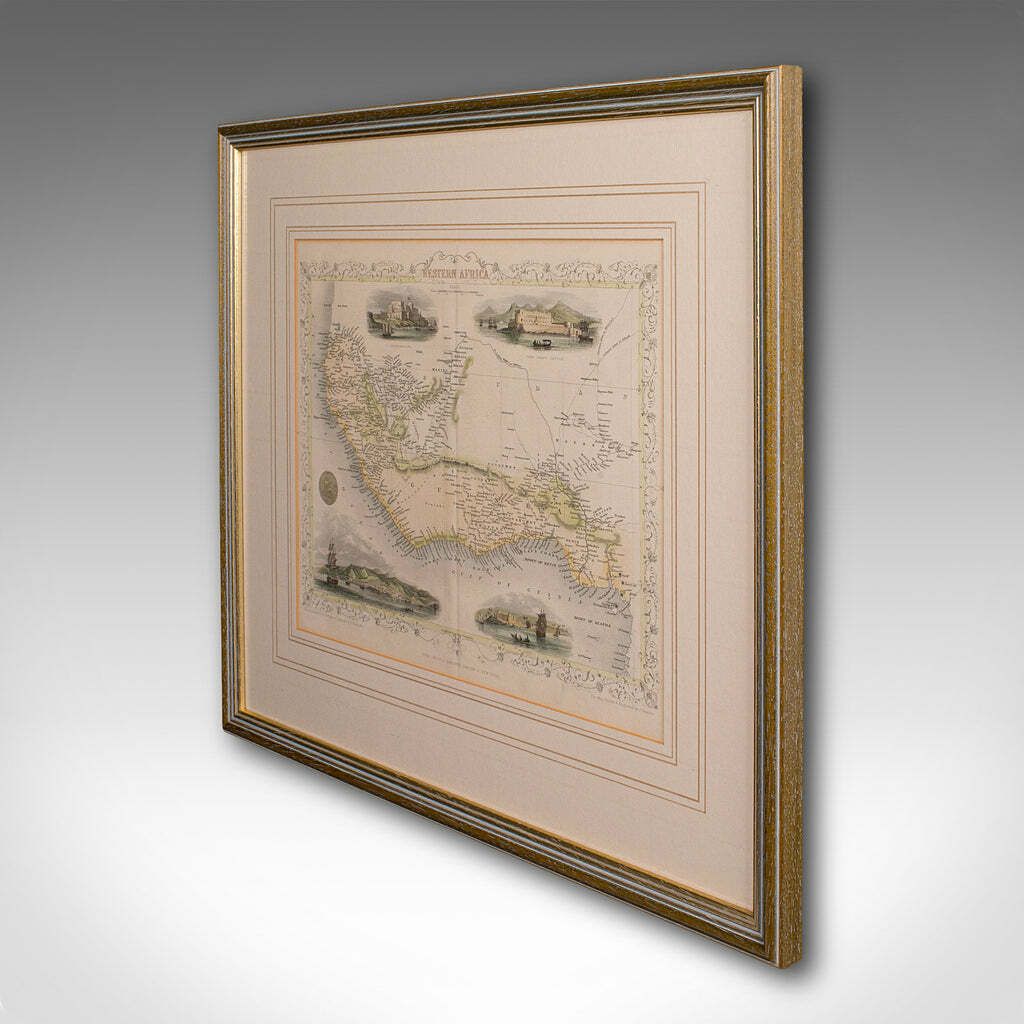 Antique Lithography Map, West Africa, English, Framed, Cartography, Victorian photo for sale