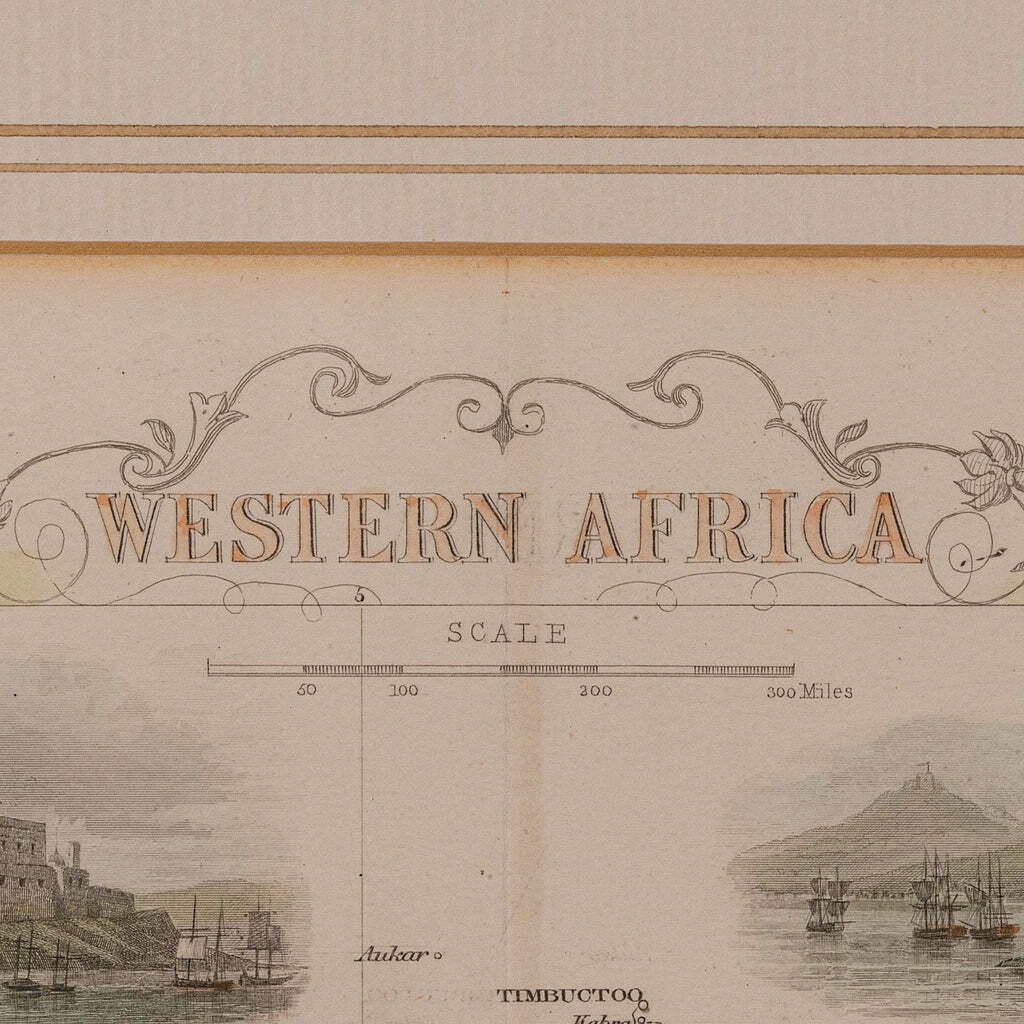 Antique Lithography Map, West Africa, English, Framed, Cartography, Victorian photo Art