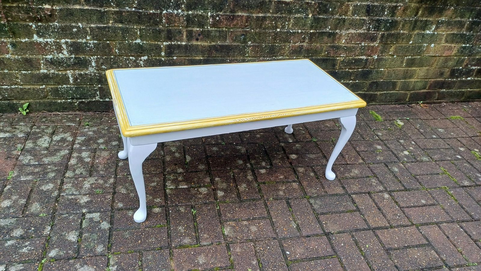 Vintage Painted Glass Top Coffee Table In Farrow And Ball Wimborne White