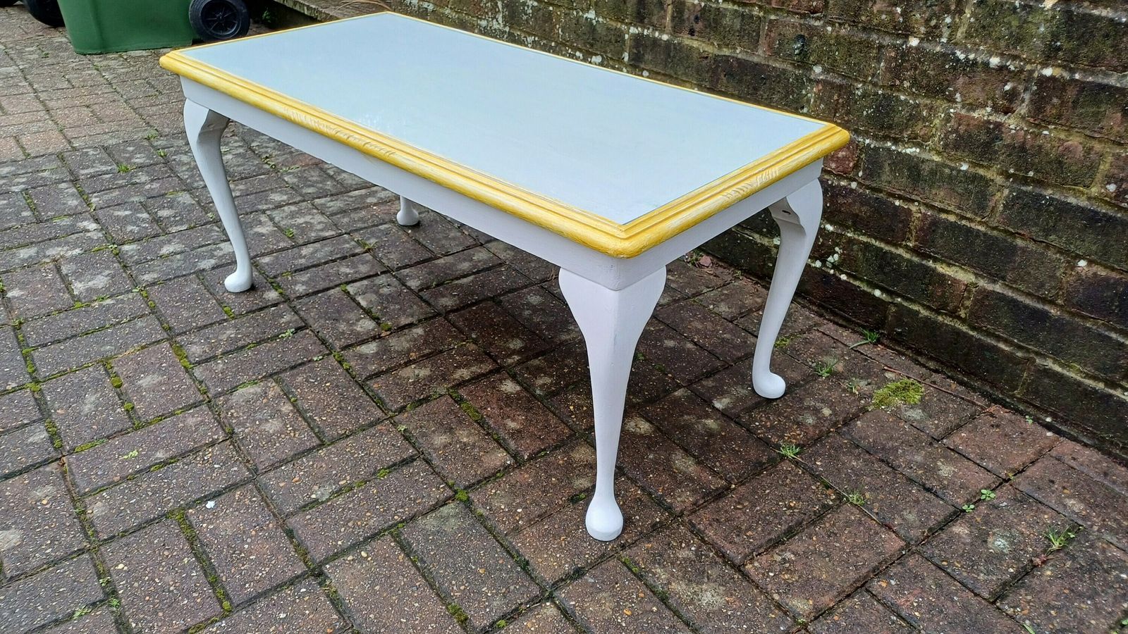 Vintage Painted Glass Top Coffee Table In Farrow And Ball Wimborne White photo 275.0