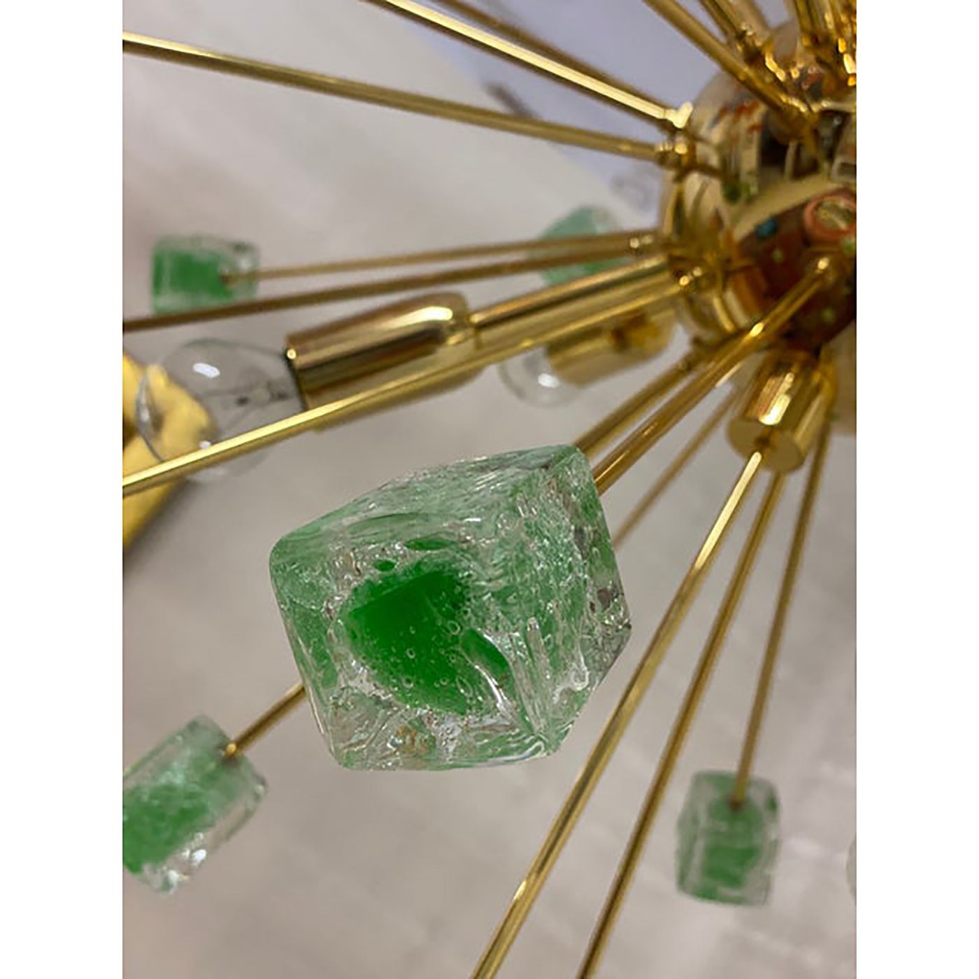 Green Cubes Murano Glass Gold Sputnik Chandelier photo buy