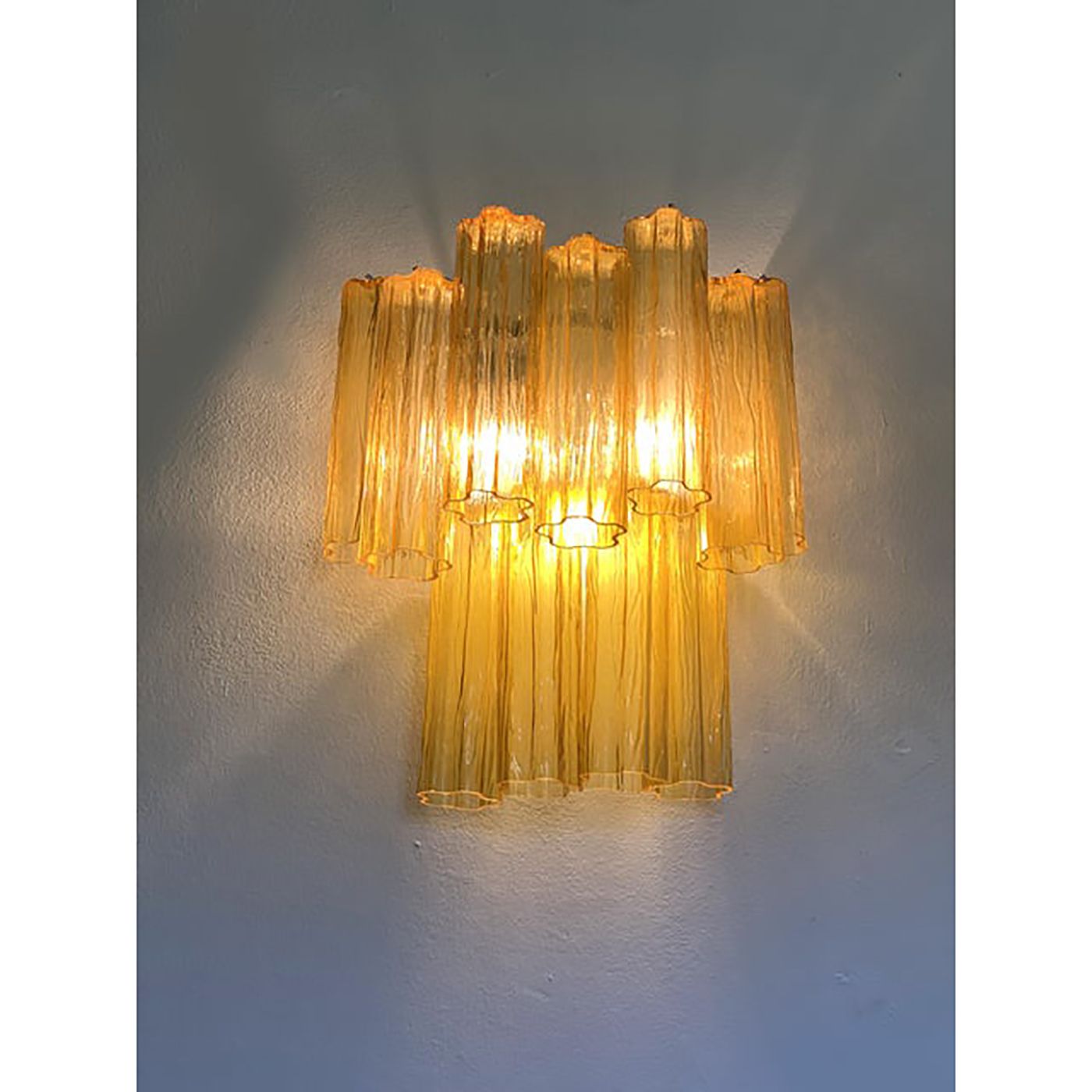 Contemporary Amber “Tronchi” Wall Sconce In Venini Style photo Lighting