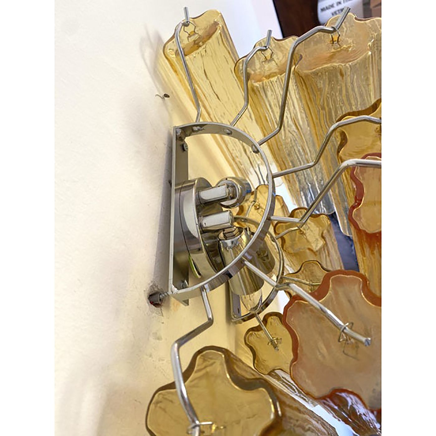 Contemporary Amber “Tronchi” Wall Sconce In Venini Style photo vinterior