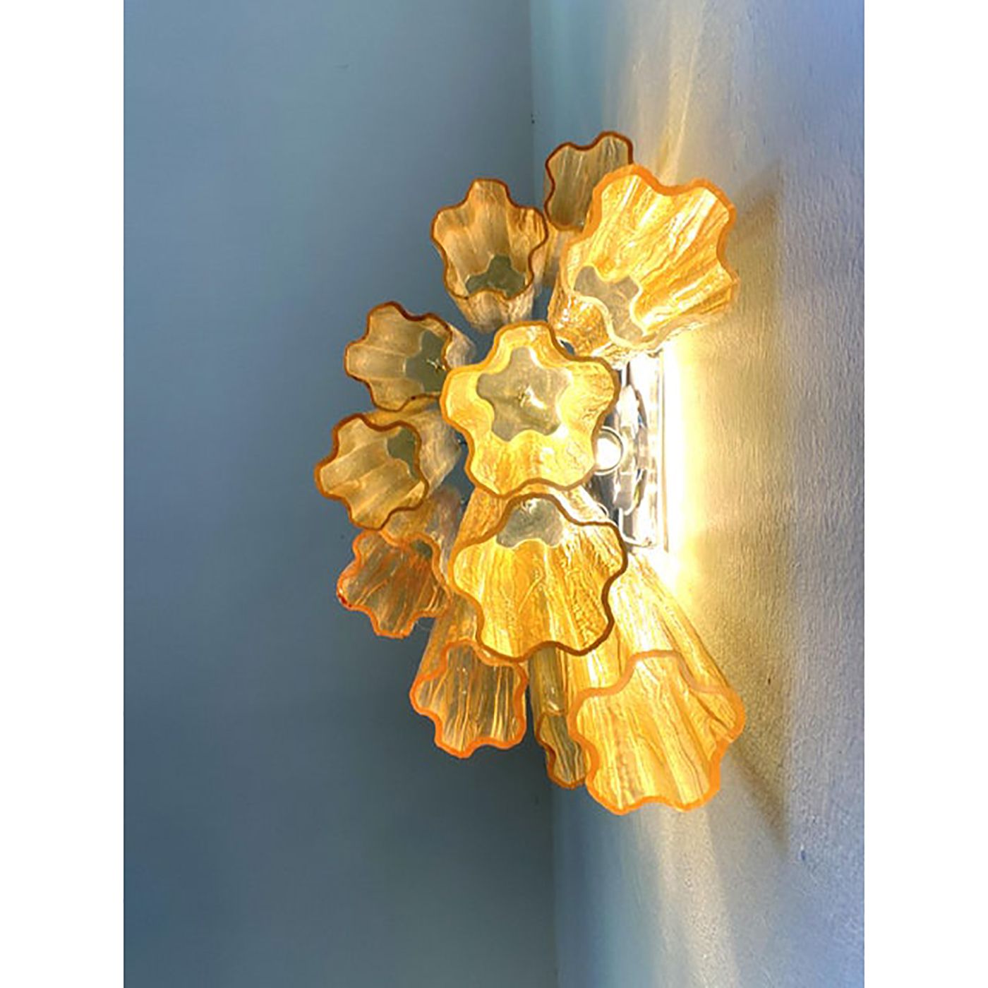 photo furniture Contemporary Amber “Tronchi” Wall Sconce In Venini Style