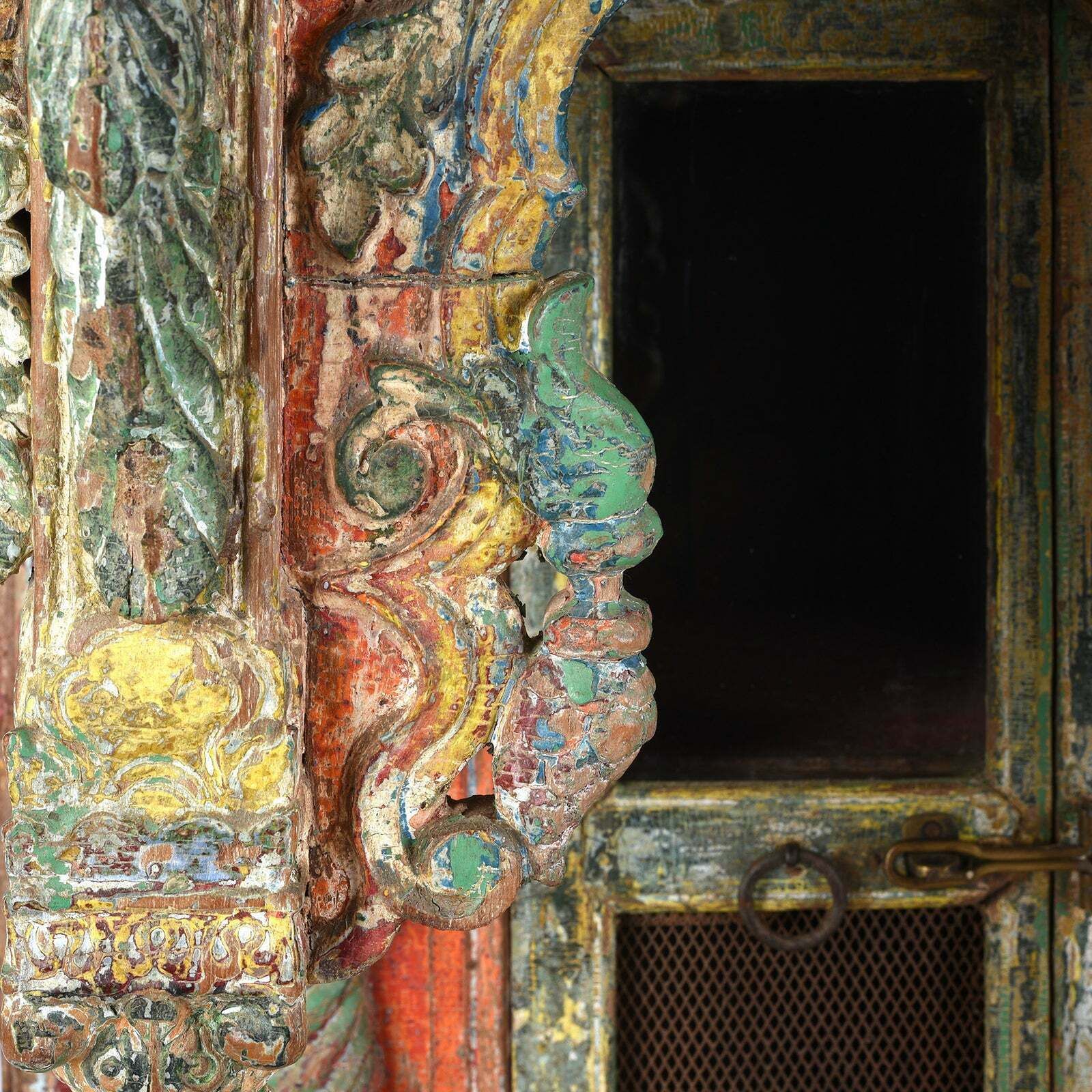 Antique Painted Indian House Shrine From Gujarat, 18th Century photo 1595.0