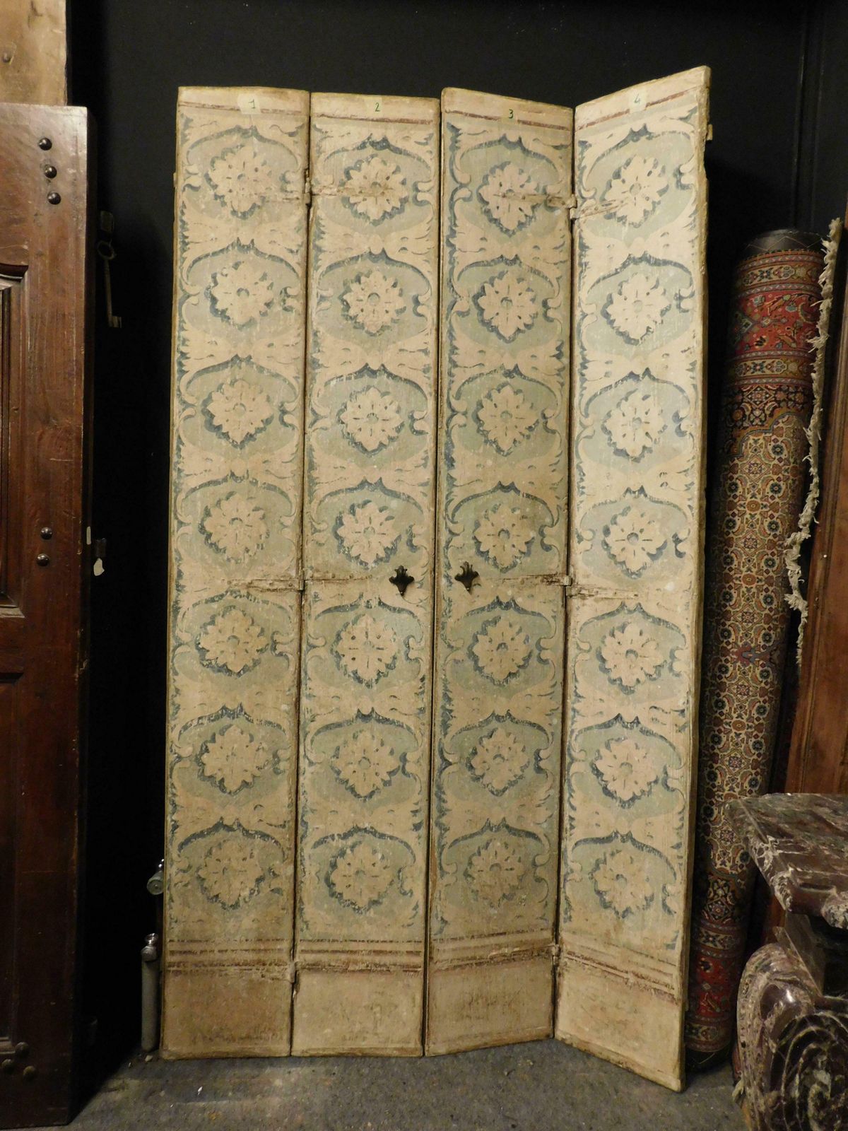 4 Leaf Door In Richly Painted Wood, From Venice, Italy photo Home Fixtures