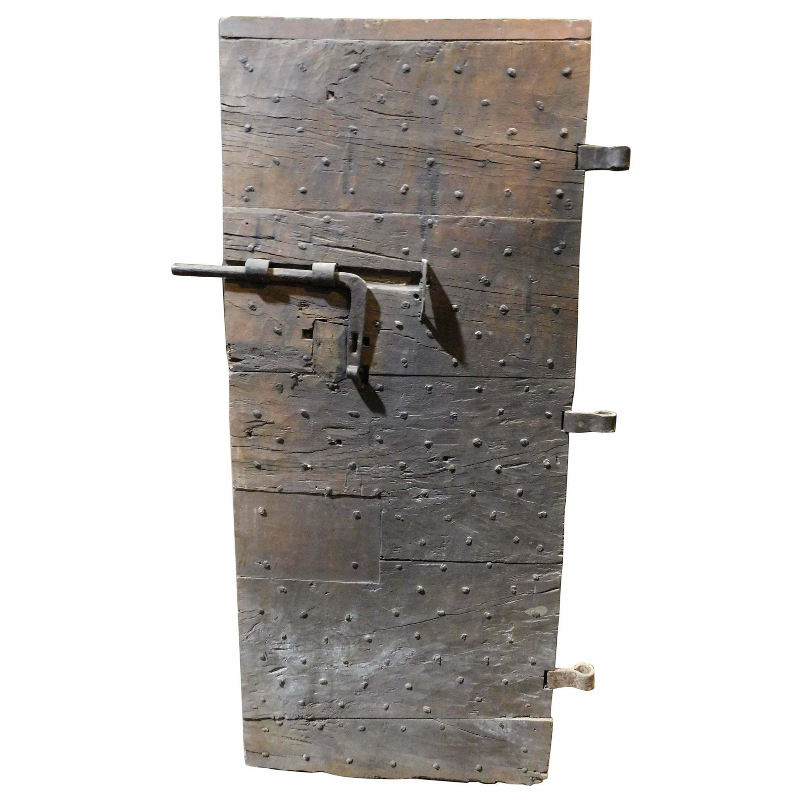Door In Oak From An Old Prison With Original Iron, Italy
