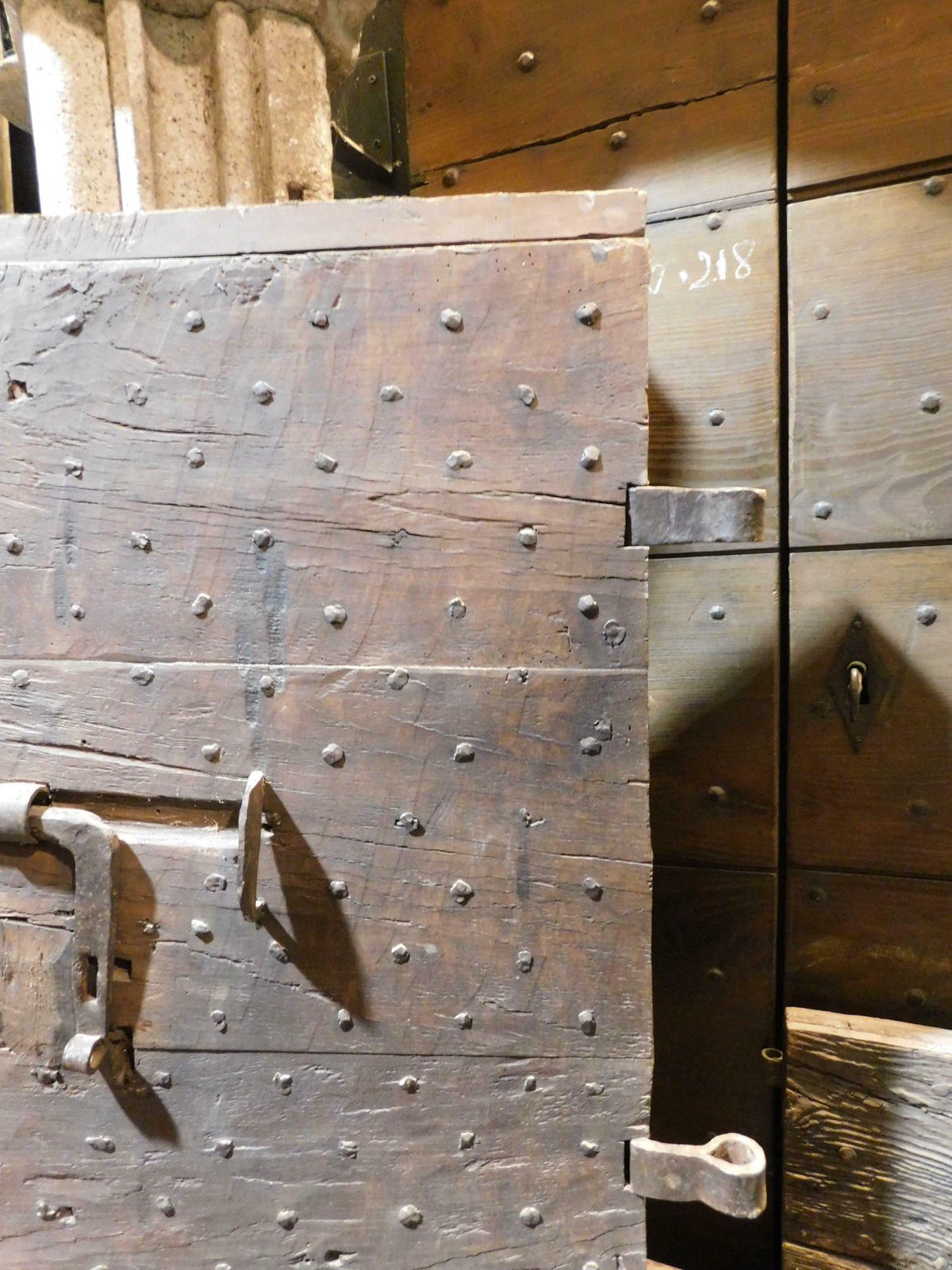 Door In Oak From An Old Prison With Original Iron, Italy photo Home Fixtures