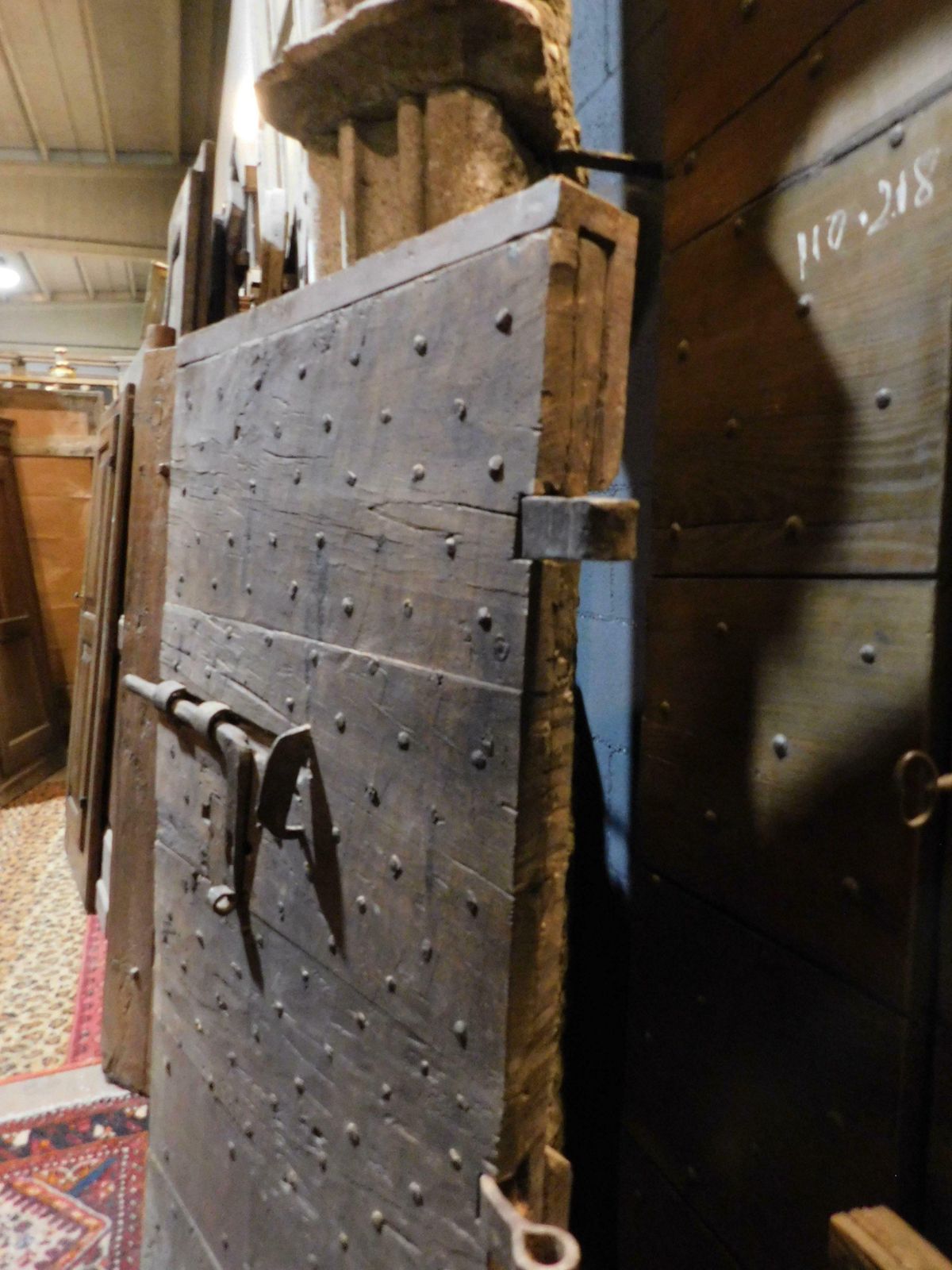Door In Oak From An Old Prison With Original Iron, Italy photo vinterior