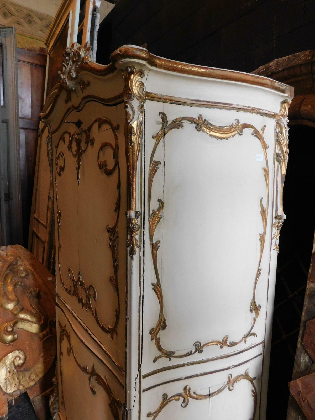 Sideboard With Flap In Lacquered Wood And Golden Friezes, France photo buy