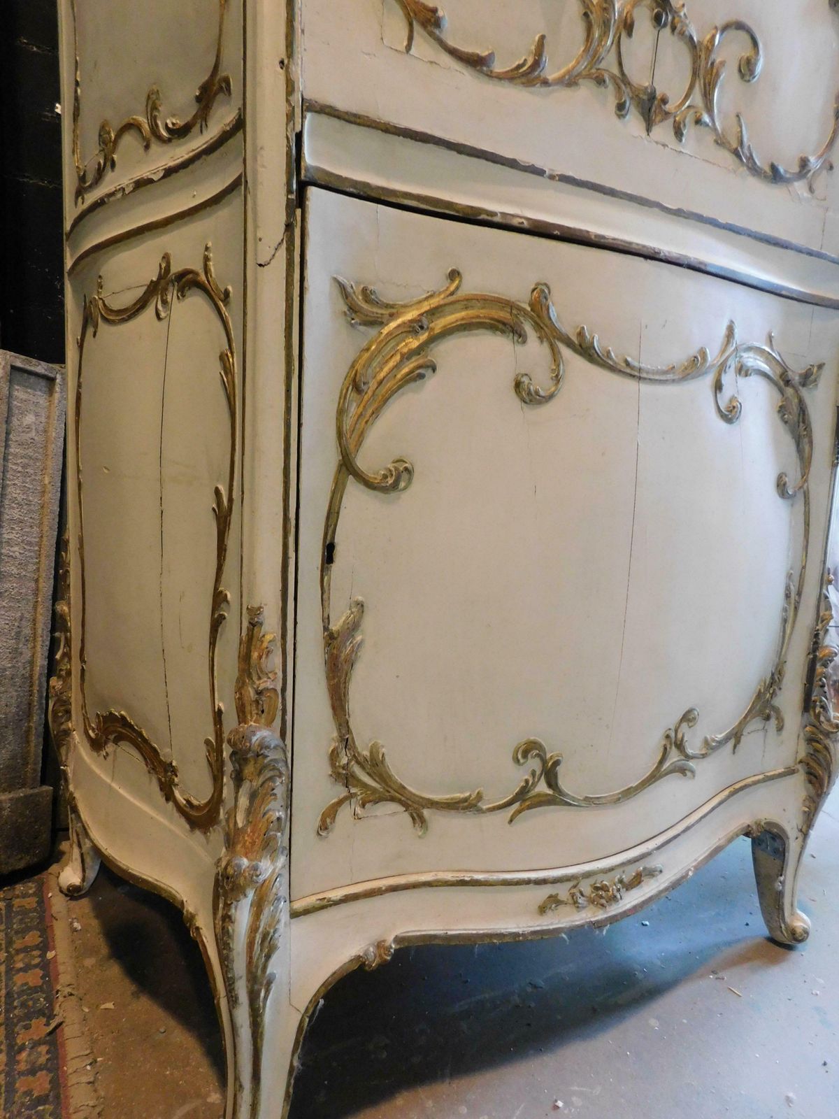 photo for sale Sideboard With Flap In Lacquered Wood And Golden Friezes, France