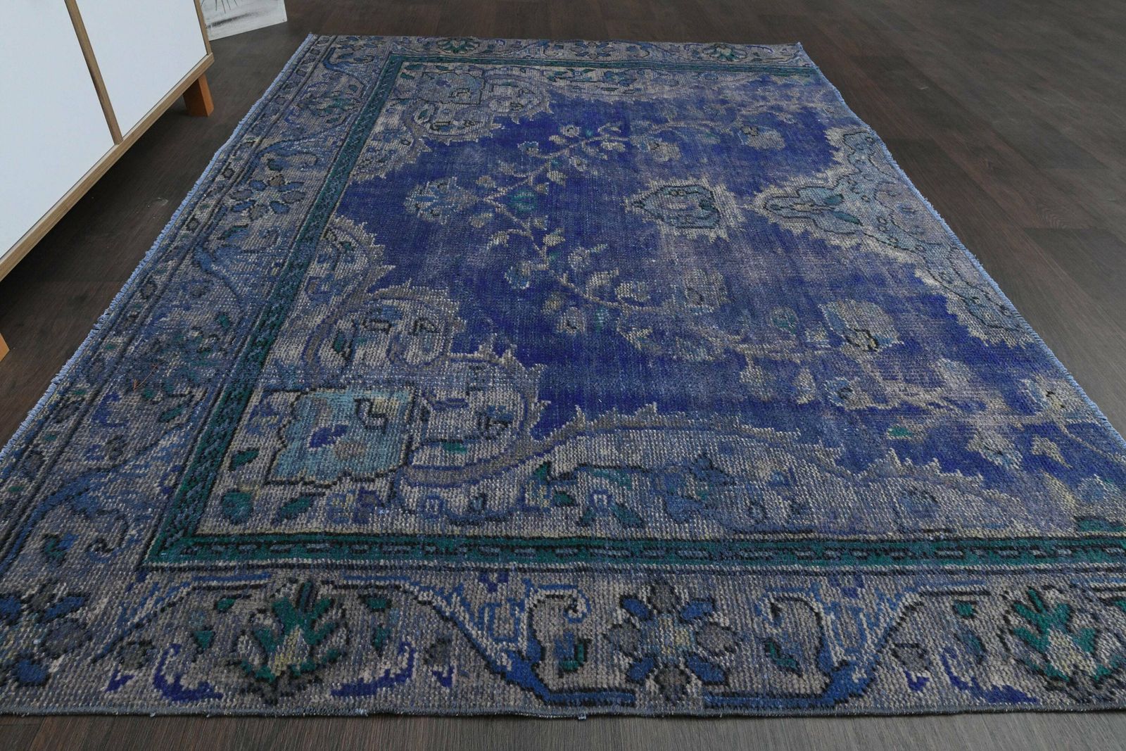 4x6 Blue Gray Vintage Rug, Handmade Turkish Rug, Oushak Rug, Area Rug, Home Decor, 4x6 Rug, Living Room Rug, Washable Rug, 4.5x6.4 Ft