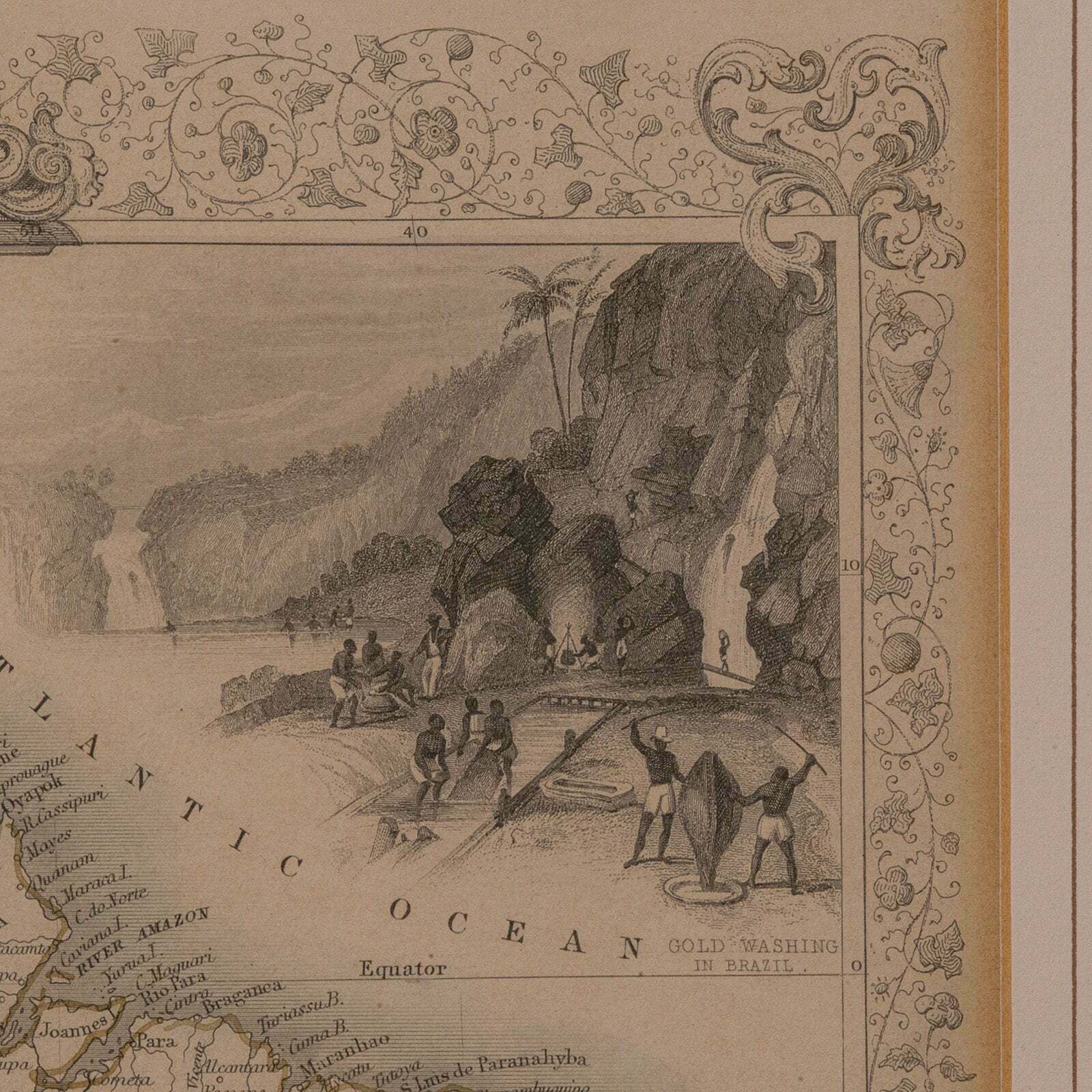 Antique Lithography Map, South America, English, Framed, Cartography, Victorian photo 395.0