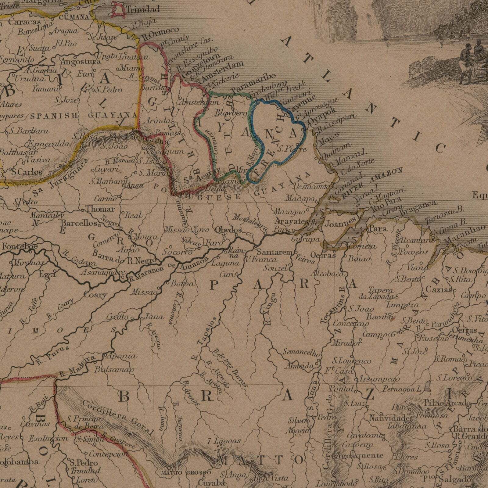 photo for sale Antique Lithography Map, South America, English, Framed, Cartography, Victorian