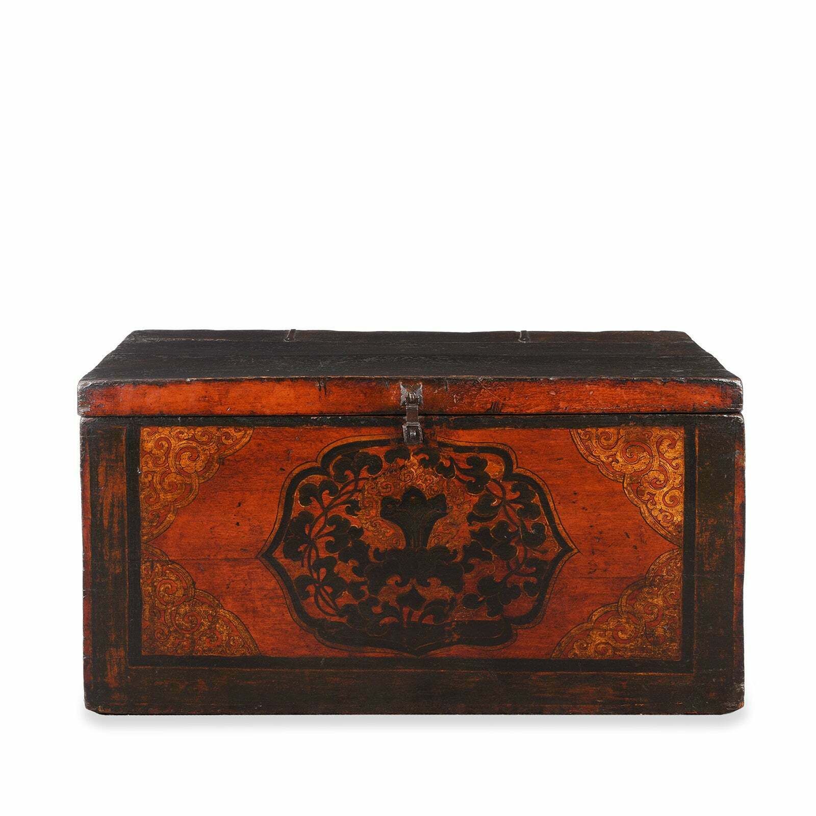 Antique Painted Tibetan Chest, 19th Century