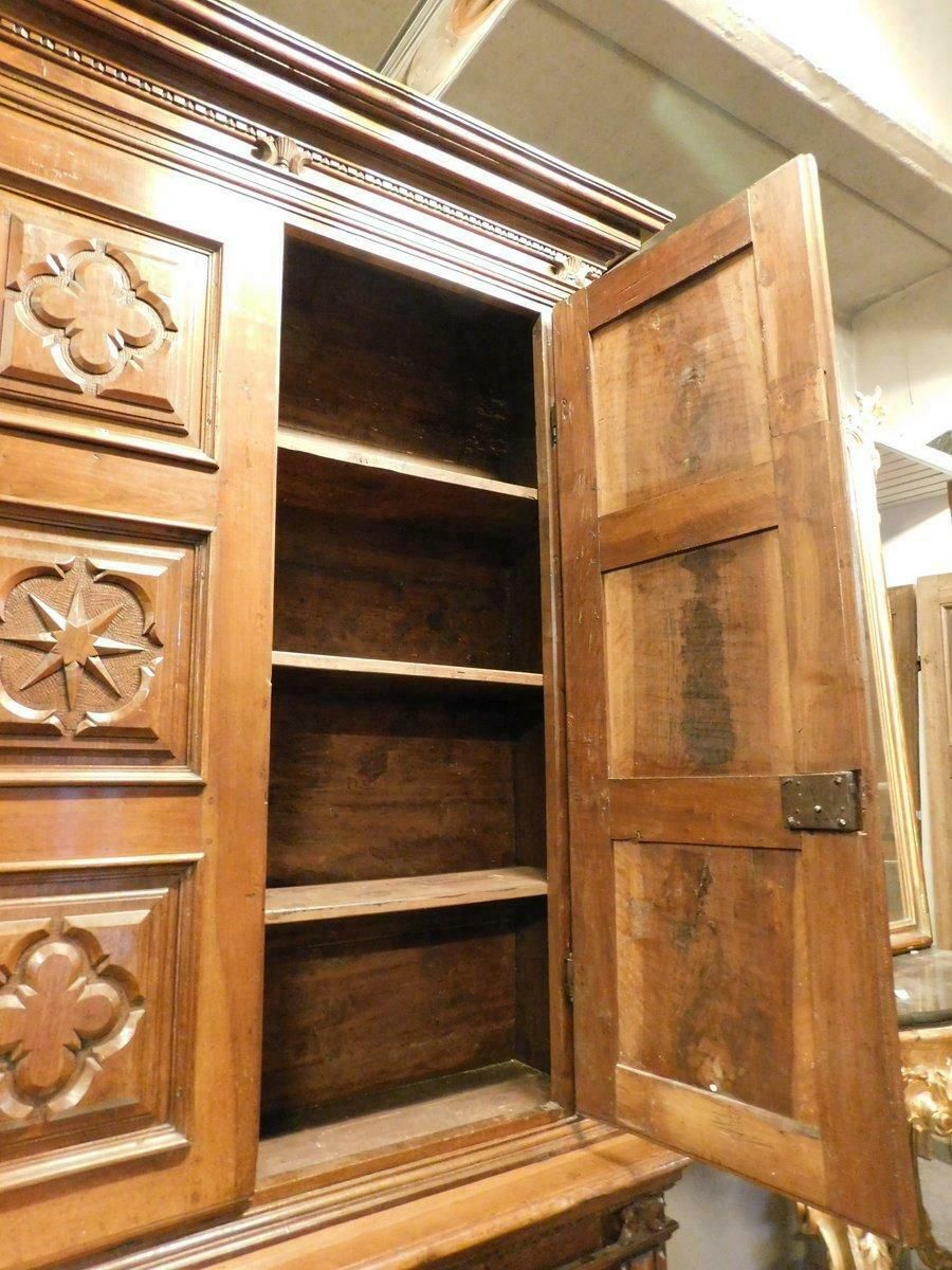 Double Body Cabinet In Richly Carved Walnut Wood, Tuscany photo buy