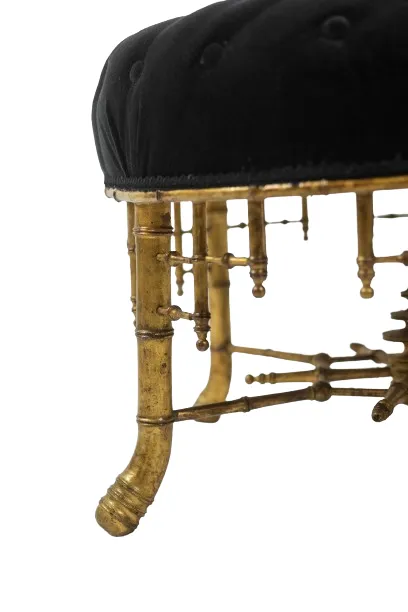 Pouf In Gilded Wood In Imitation Of Bamboo. Circa 1880. photo Furniture