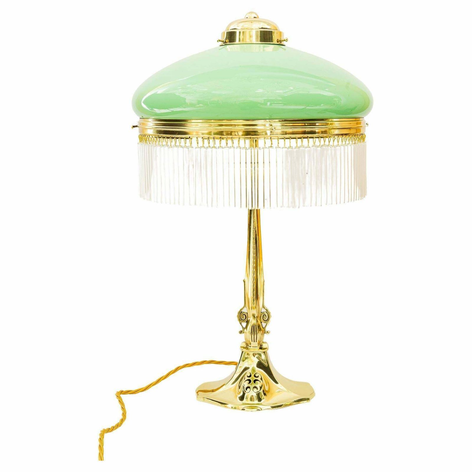 Jugendstil Table Lamp With Opal Glass Shade And Glass Sticks Vienna Around 1910s