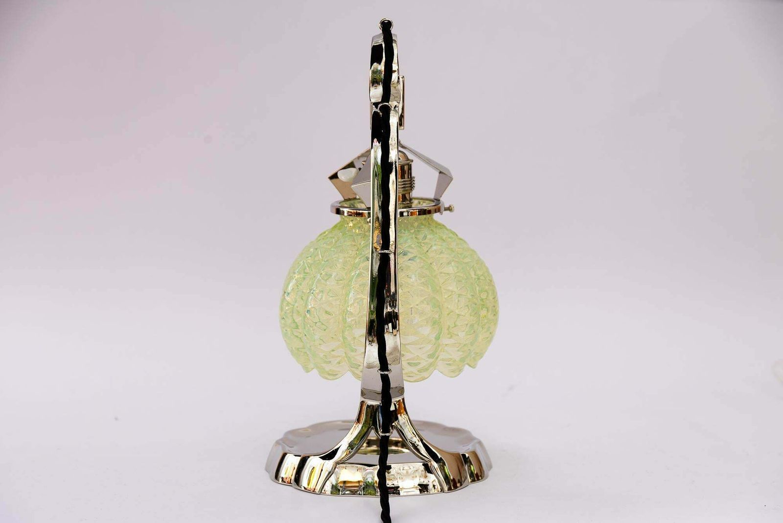 Art Deco Nickel Table Lamp With Original Opaline Glass Shade Vienna Around 1920s photo Lighting