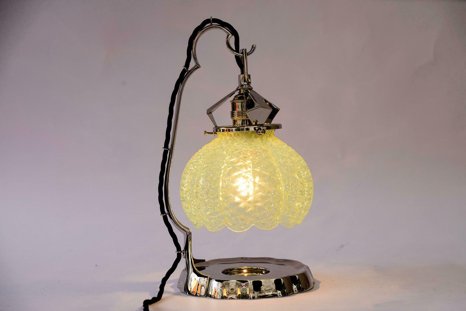 Art Deco Nickel Table Lamp With Original Opaline Glass Shade Vienna Around 1920s photo buy