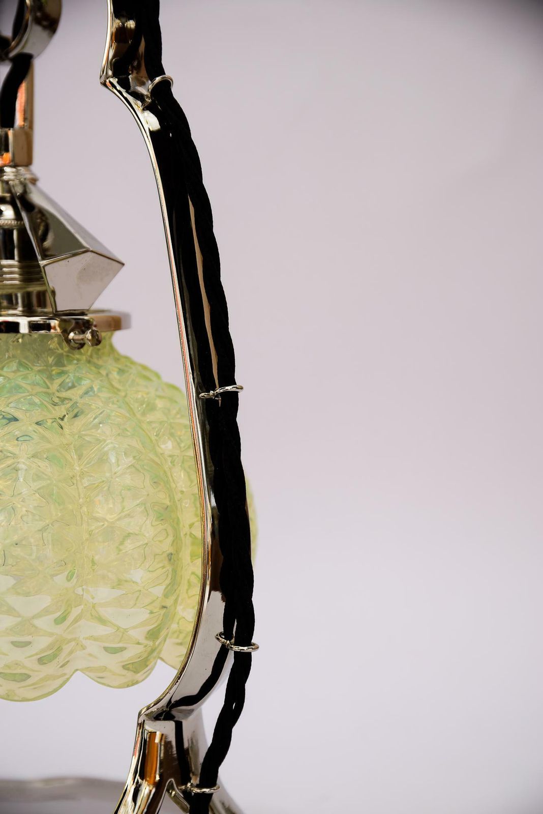 photo vinterior Art Deco Nickel Table Lamp With Original Opaline Glass Shade Vienna Around 1920s