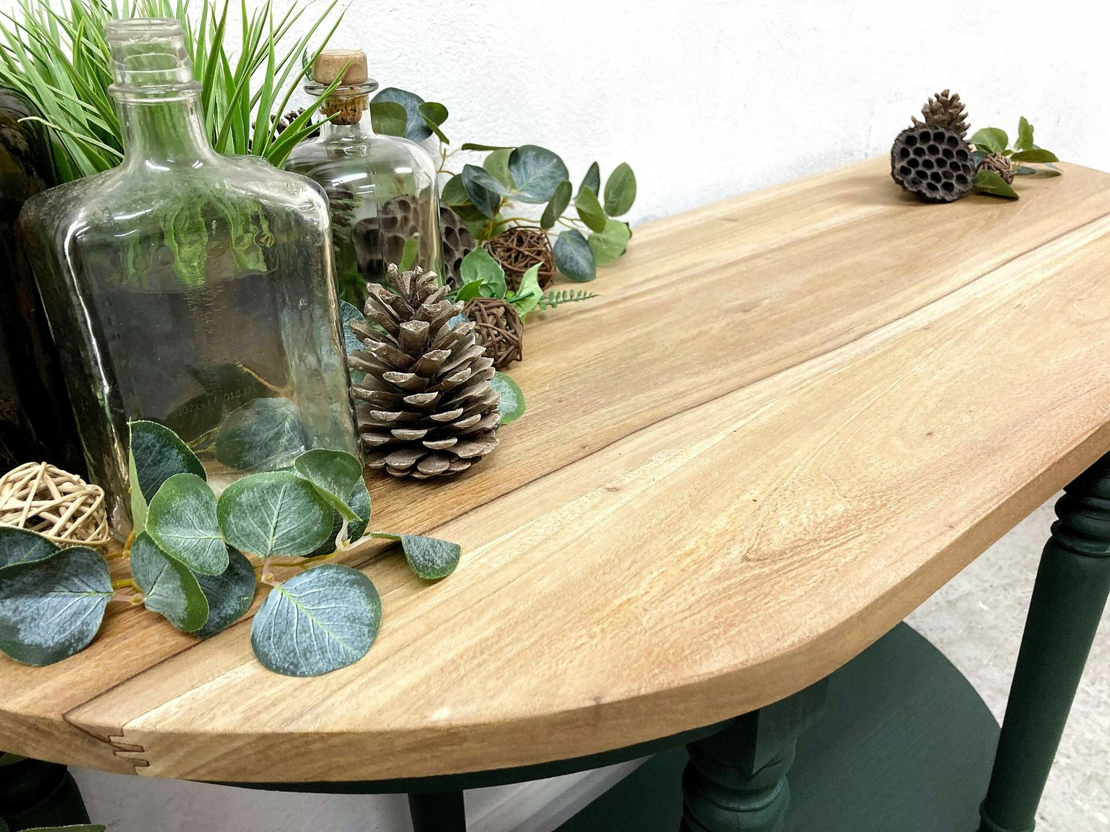 Demilune Rustic Console Table. Rustic Hallway Table. Sofa Table. Green Console Table. Hand Painted. Hand Crafted. photo Furniture