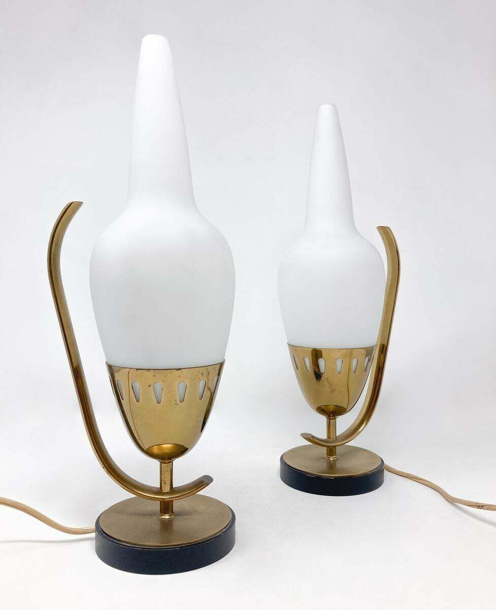 Mid Century Modern Pair Of Table Lamps Model 12915 By Angelo Lelii photo for sale